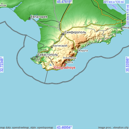 Topographic map of Vinogradnoye