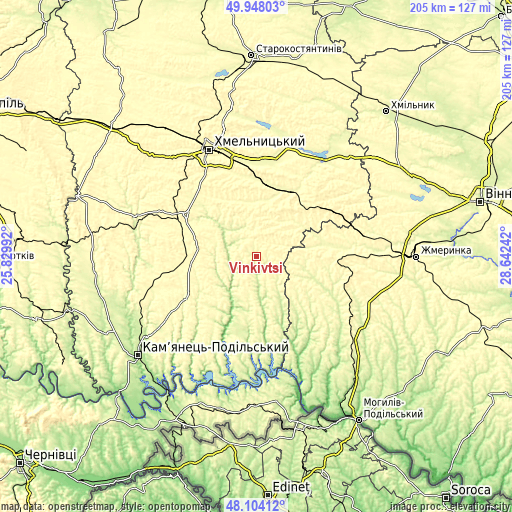Topographic map of Vinkivtsi