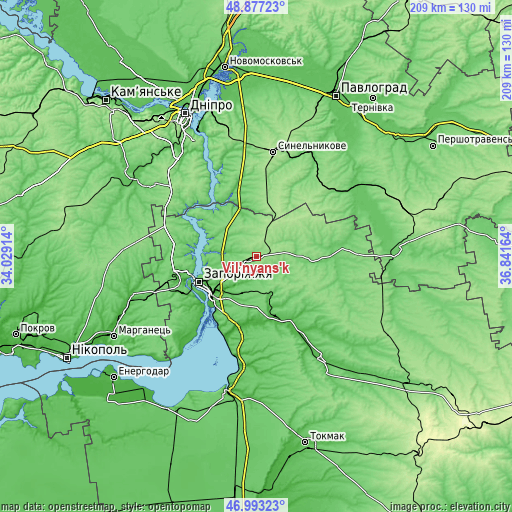 Topographic map of Vil’nyans’k