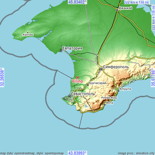 Topographic map of Vilino