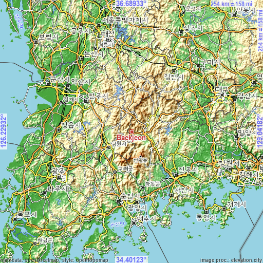 Topographic map of Baekjeon