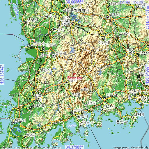Topographic map of Beonam