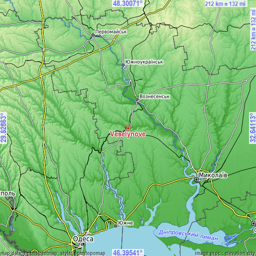 Topographic map of Veselynove