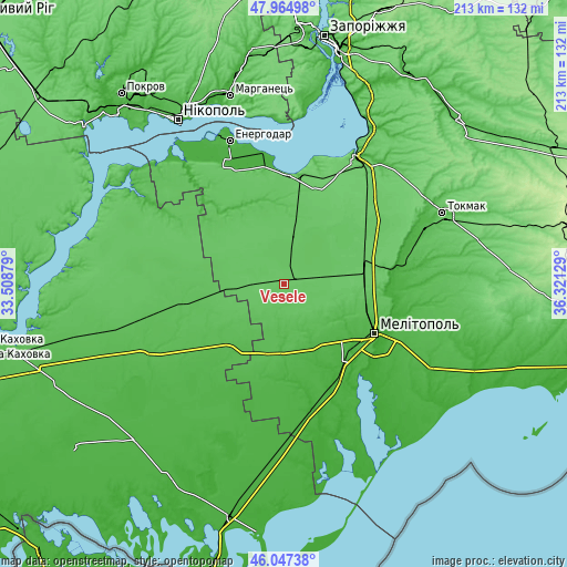 Topographic map of Vesele