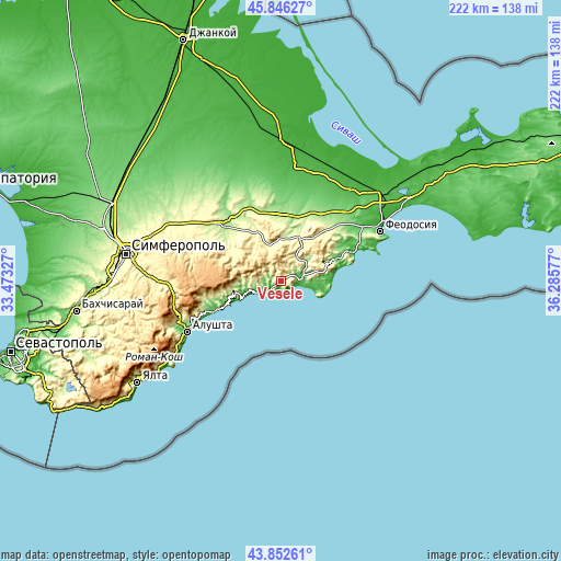 Topographic map of Vesele