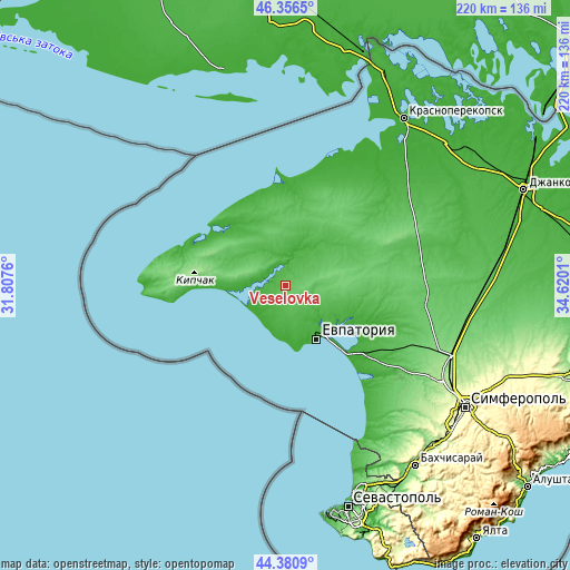 Topographic map of Veselovka