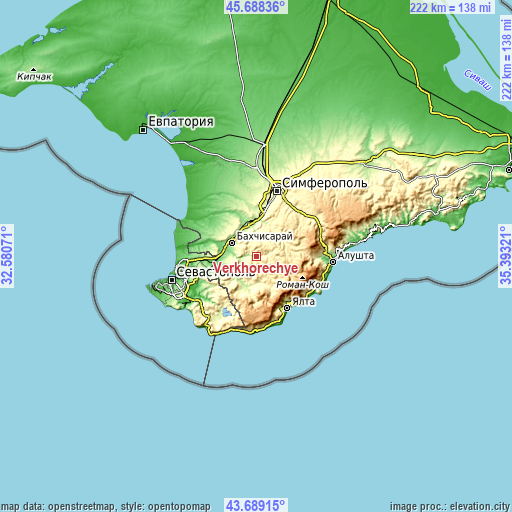 Topographic map of Verkhorechye