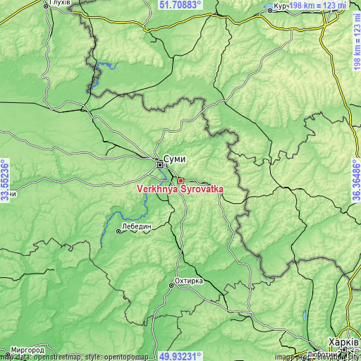 Topographic map of Verkhnya Syrovatka