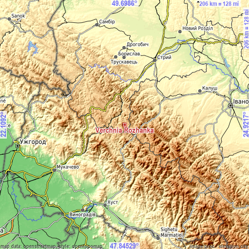 Topographic map of Verchnia Rozhanka