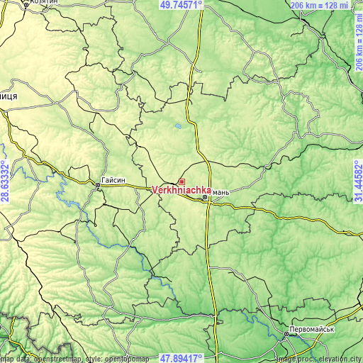 Topographic map of Verkhniachka