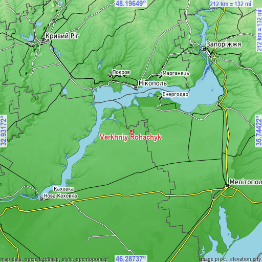 Topographic map of Verkhniy Rohachyk