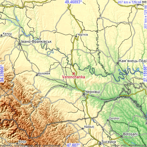 Topographic map of Verenchanka