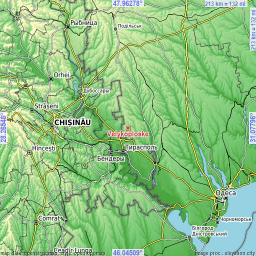 Topographic map of Velykoploske