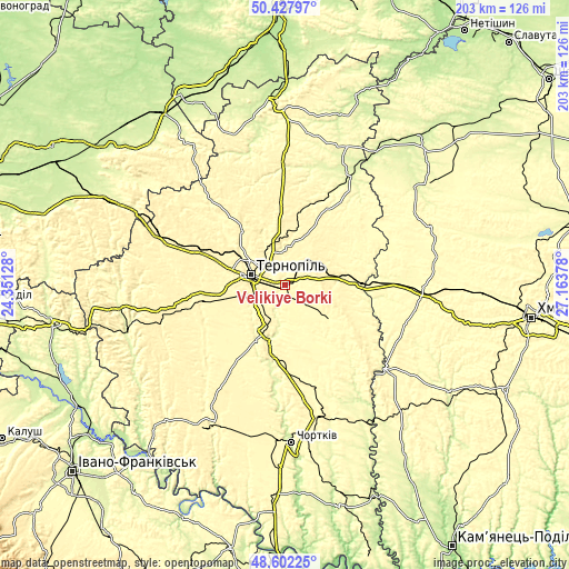 Topographic map of Velikiye Borki