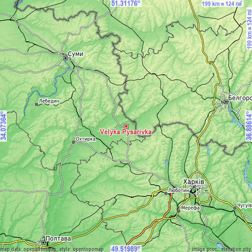 Topographic map of Velyka Pysarivka