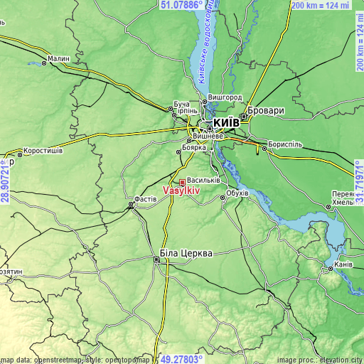 Topographic map of Vasylkiv