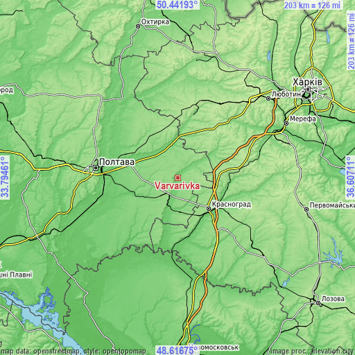 Topographic map of Varvarivka