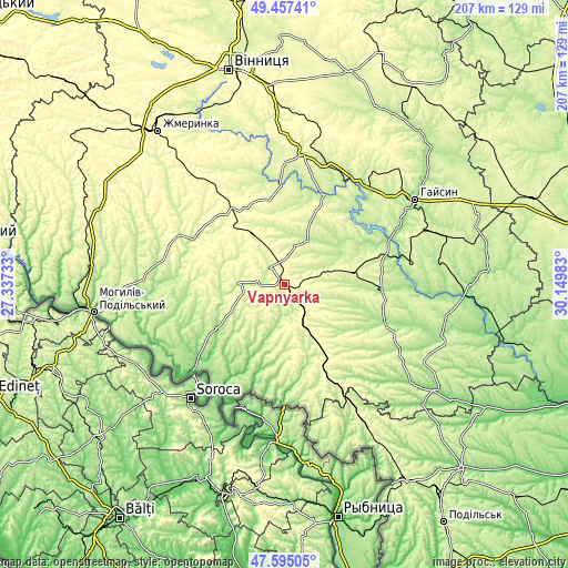 Topographic map of Vapnyarka