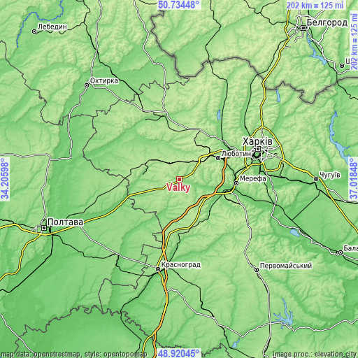 Topographic map of Valky