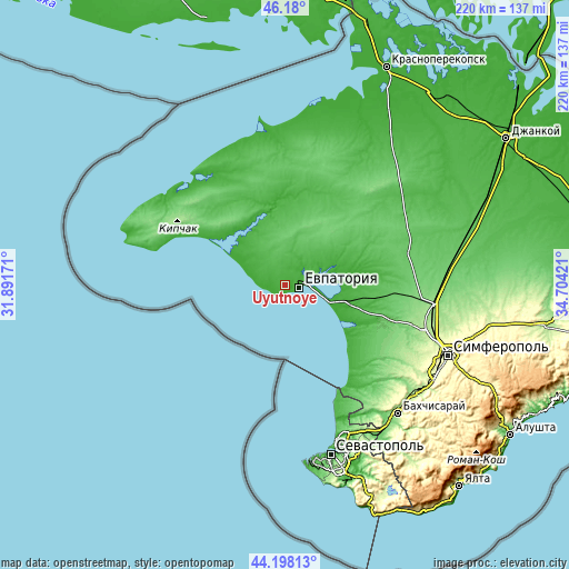 Topographic map of Uyutnoye