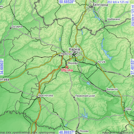 Topographic map of Utkivka