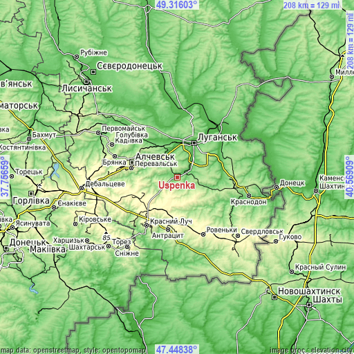 Topographic map of Uspenka