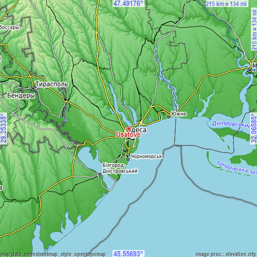 Topographic map of Usatove