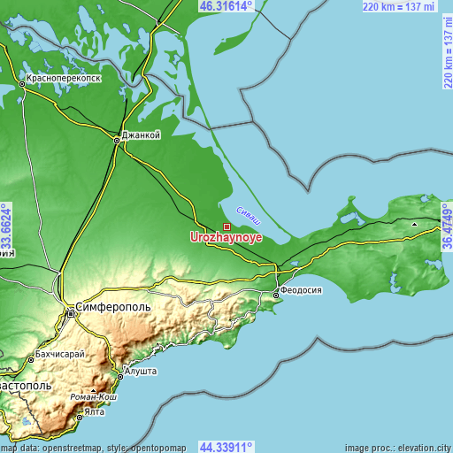 Topographic map of Urozhaynoye