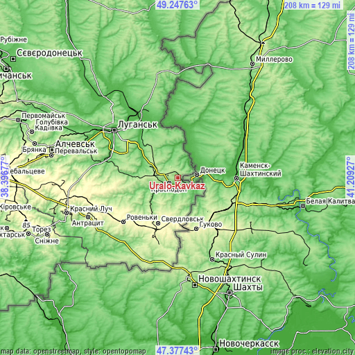 Topographic map of Uralo-Kavkaz