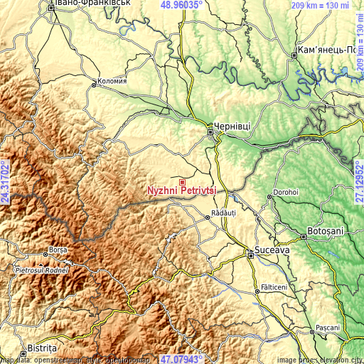 Topographic map of Nyzhni Petrivtsi