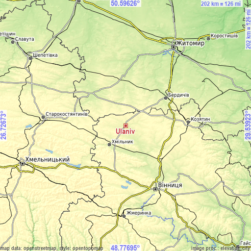 Topographic map of Ulaniv