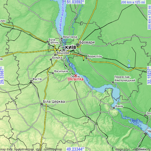 Topographic map of Ukrainka