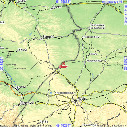 Topographic map of Uhniv