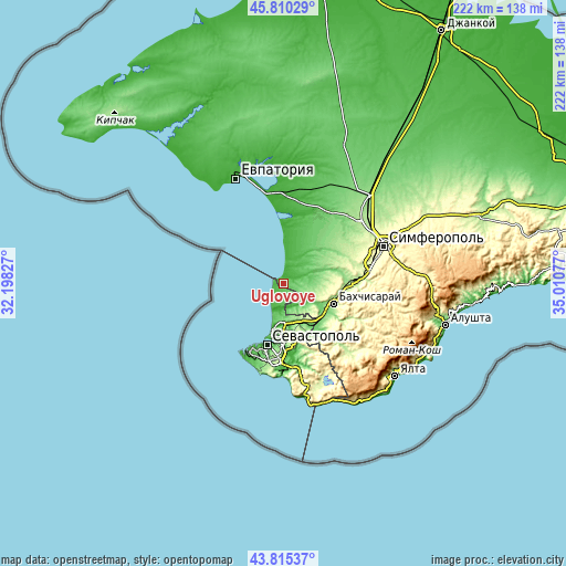 Topographic map of Uglovoye