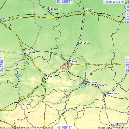 Topographic map of Tynne