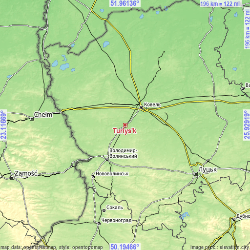 Topographic map of Turiys’k