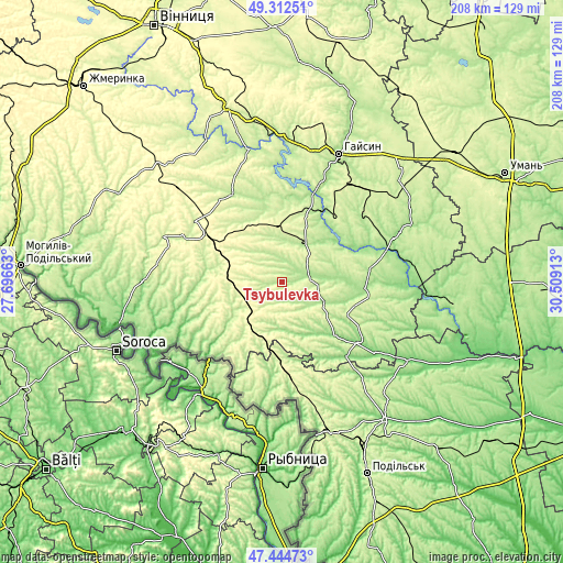 Topographic map of Tsybulevka