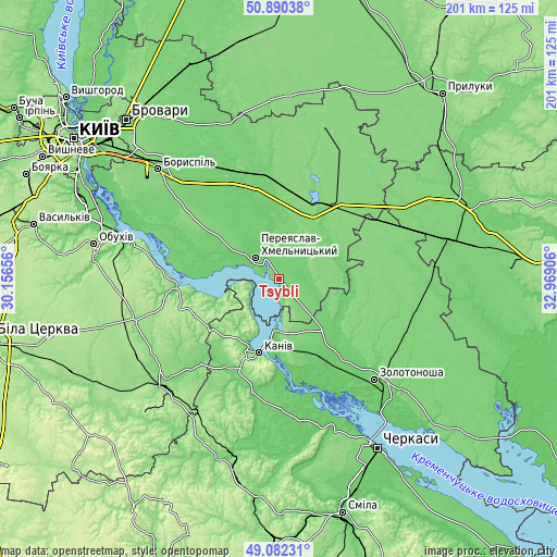 Topographic map of Tsybli