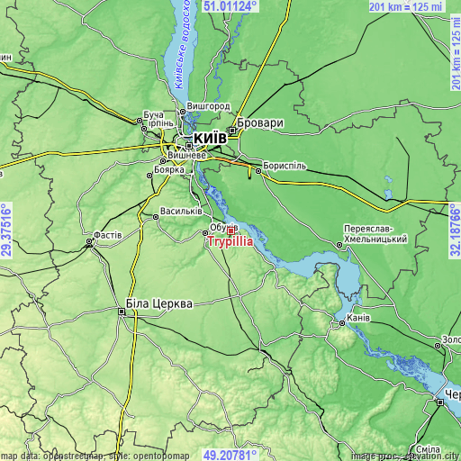 Topographic map of Trypillia