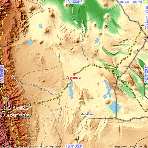Topographic map of Semera