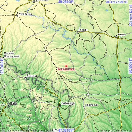 Topographic map of Torkanivka