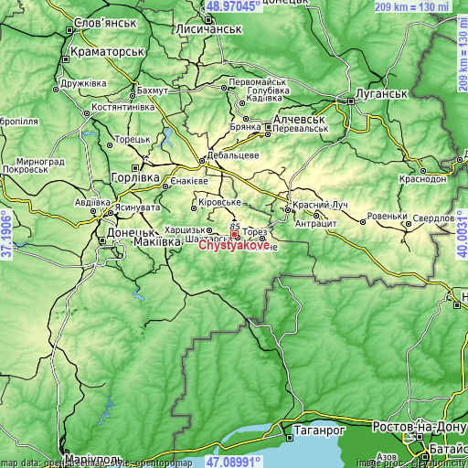 Topographic map of Chystyakove