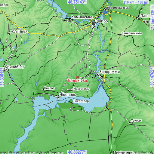 Topographic map of Tomakivka