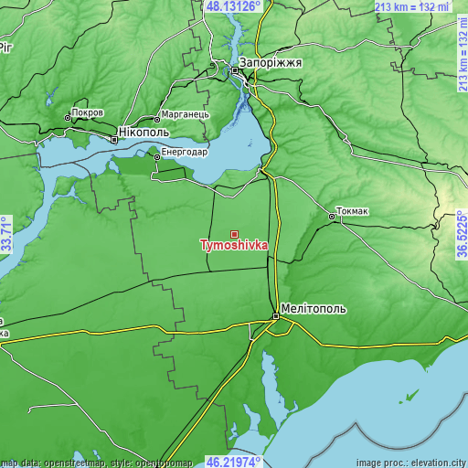 Topographic map of Tymoshivka