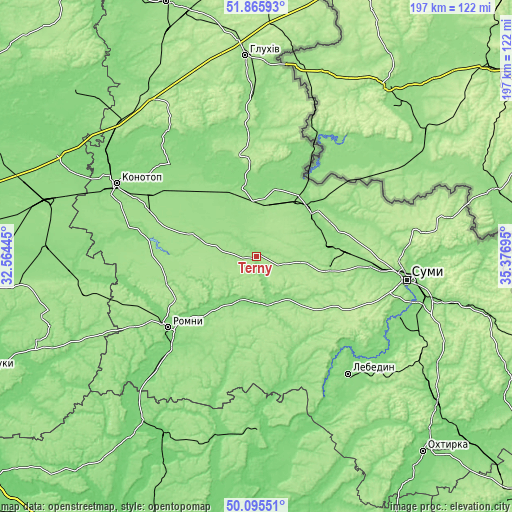 Topographic map of Terny