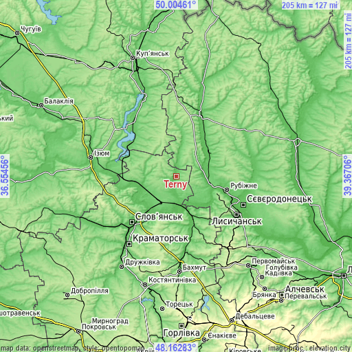 Topographic map of Terny