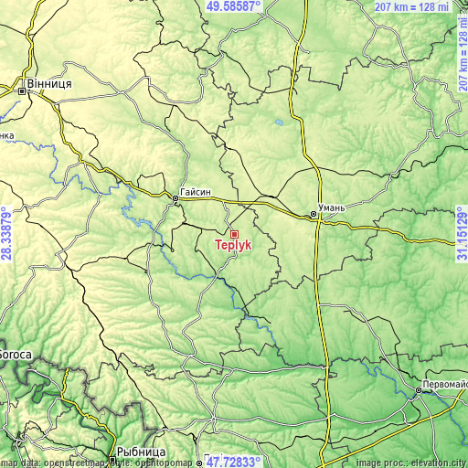 Topographic map of Teplyk