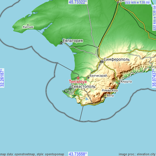 Topographic map of Tenistoye