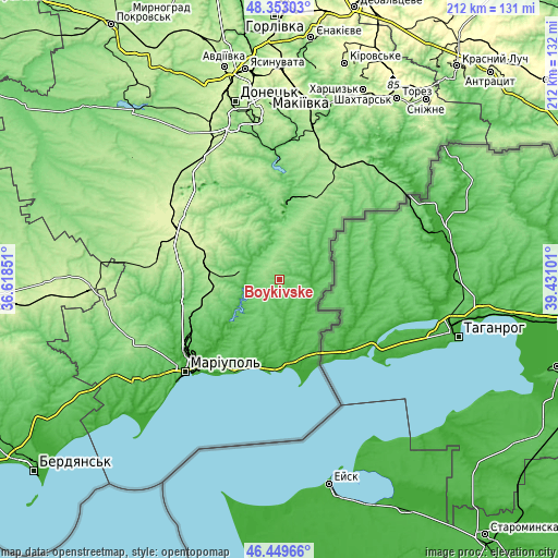 Topographic map of Boykivske