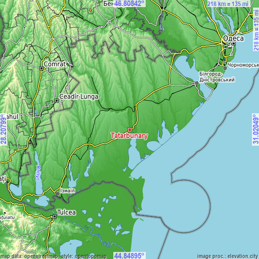 Topographic map of Tatarbunary